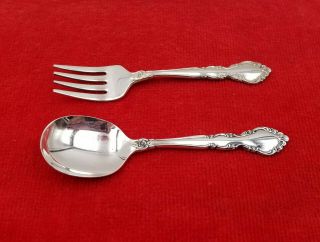 2 Pc Baby Fork & Spoon Set Grandeur By Heirloom Oneida Sterling Silver Flatware