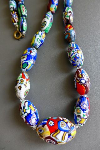Colourful,  Flapper Length Vintage Venetian Millefiori Glass Bead Necklace