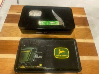 Case John Deere Usa 61953 L Ss Collectible Russlock Jack Knife In Metal Tin