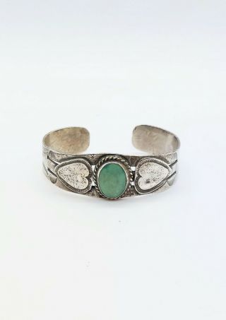 Vintage Native American Navajo Sterling Silver And Turquoise Ring Cuff Bracelet 2