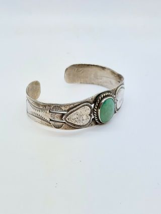 Vintage Native American Navajo Sterling Silver And Turquoise Ring Cuff Bracelet 3