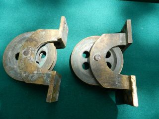 2 Vintage Solid Bronze - Brass Boat Pulley 5 Inch