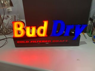 Bud Dry Vintage Neon Beer Sign Anheuser Busch 1991