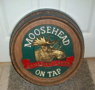 Vintage Moosehead Canadian Lager On Tap 3d Barrel Beer Sign