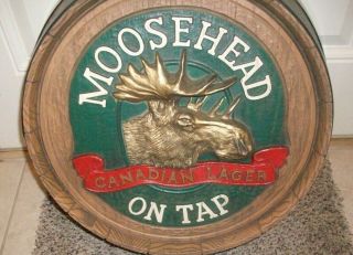 Vintage Moosehead Canadian Lager On Tap 3D Barrel Beer Sign 2