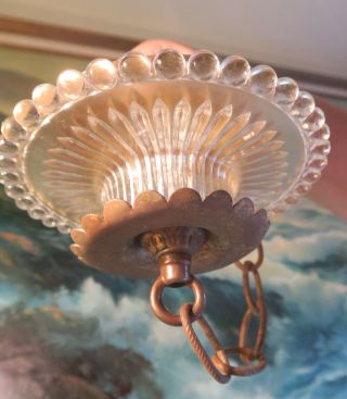 Beaded Sunburst Bubble Glass Canopy Ceiling Part Brass Vintage Lamp Chandelier