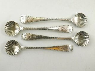 Set Of Four Antique Victorian Silver Salt Spoons Hallmarked London 1884 R 1195/1