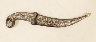 Handmade Knife Indo Persian Dagger Damascus Blade Vintage Koftgari Inlay Silver