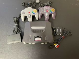 Nintendo 64 Console - Smoke Grey Retro Vintage Gaming With 2 Controllers Hdmi Av