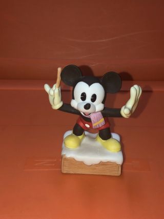 Vtg Disney Mickey Mouse Christmas Winter Band Director Bisque Figurine Japan 4”