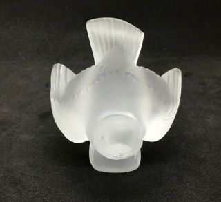 Vintage Signed Rene Lalique France Frosted Art Glass Crystal Sparrow Head Up 5 