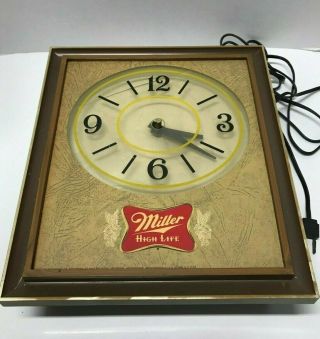 Miller High Life Beer Sign Vintage Electric Lighted Hanging Wall Clock