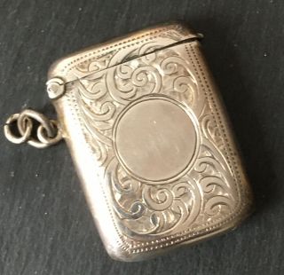 Small Solid Silver Vesta Case Hallmarked Birmingham 1906 Joseph Gloster