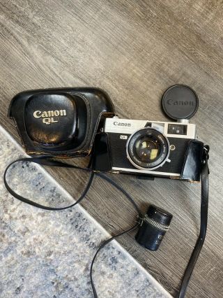 Vintage Canon Canonet Ql 35mm Film Camera With Case & 45mm Lens Made In Japan
