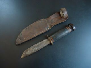 Vintage Marbles Gladstone,  Mich.  Fighting Hunting Knife W/ Leather Sheath
