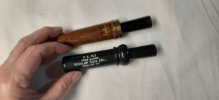 2 Vintage Duck Fowl Bird Calls One P.  S.  Olt D - 2 And One Wood Cabela 