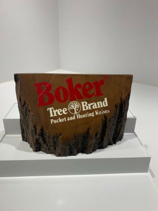 Vintage Tree Brand Boker Knife Wooden Countertop Advertising Sign
