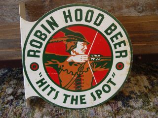 Old Robin Hood Beer Double Sided Metal Advertising Flange Sign