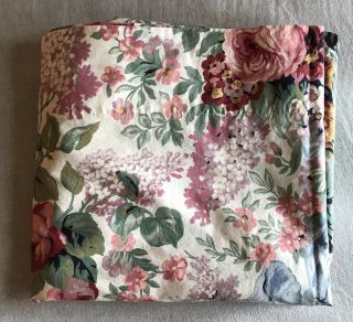 Ralph Lauren Allison Rose Floral King Flat Sheet Cotton Bedding Vintage USA 2