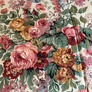 Ralph Lauren Allison Rose Floral King Flat Sheet Cotton Bedding Vintage USA 3