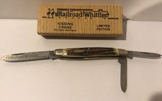 German Kissing Crane Solingen Stag 3 Blade Whittler Knife Box 135