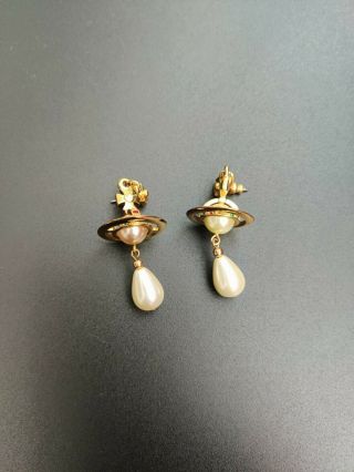 Vivienne - Westwood Vintage Pearl Drop Earrings Gold Tone Never Worn