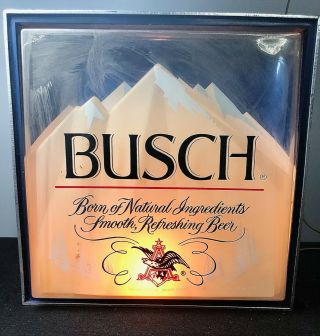 Vintage Busch Beer Light Up Hanging Sign - 1978 -