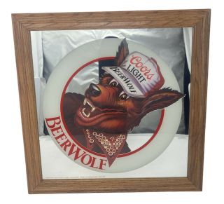 Vintage Coors Light Beer Wolf Advertising Mirror Sign 16 " X 16 "