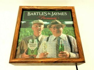 Vintage Bartles & Jaymes Premium Wine Cooler Advertising Drink Light Up Bar Sign