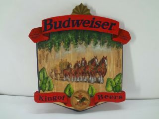 Budweiser Clydesdale Horses Beer Sign Wood Bud