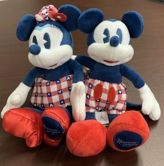 Disney Parks American Mickey And Minnie Mouse Plush Patriotic Set Usa