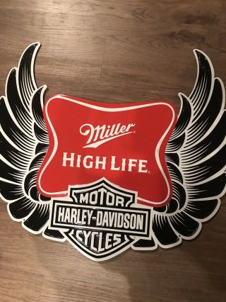 Miller High Life Harley Davidson Motorcycle Bike Beer Metal Tin Sign 25”x 23”