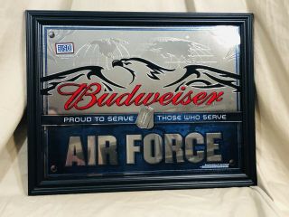 2010 Budweiser United States Air Force Mirror Beer Sign,  Eagle And Dog Tags Usa