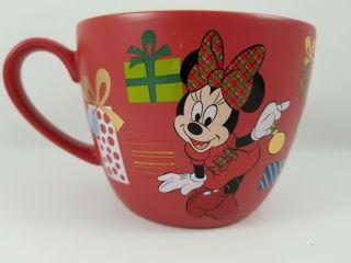 Minnie Mouse Disney Store Christmas Coffee Mug Cup Matte Red Holiday Presents
