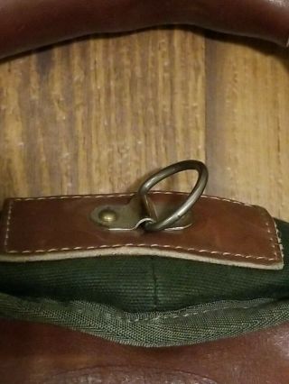 Vintage ORVIS GARMENT BAG Green Canvas Brown Leather Folding Luggage 3
