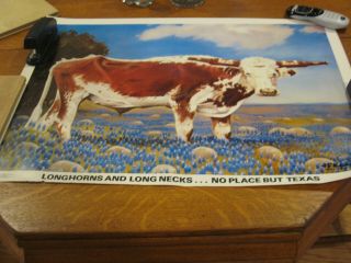 Vintage 1977 Jim Franklin 5/series Lone Star Beer Longhorn Advertising Poster