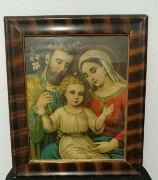 Vintage Picture Of Jesus Mary And Joseph " Holy Family " 1940’s
