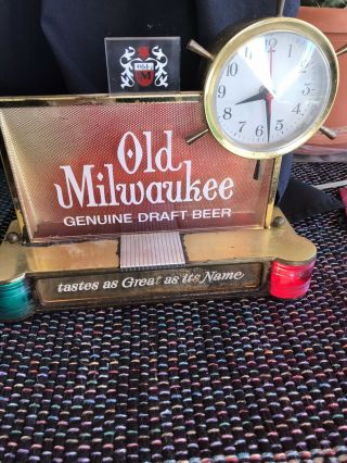 Vintage Old Milwaukee Beer Clock Cash Register Topper Lighted Sign With Chime
