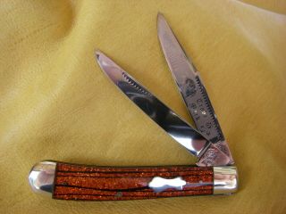 Bull Dog Brand 1993 - 95 Trapper Knife Red Sparkle Celluloid Handles