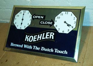 Vintage Koehler Beer Tin Litho Toc Open Close Advertising Door Sign