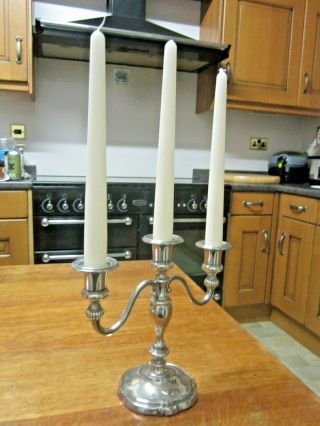 Old Antique Regency Style Compact Silver Plate 3 Branch Candelabra England C1970