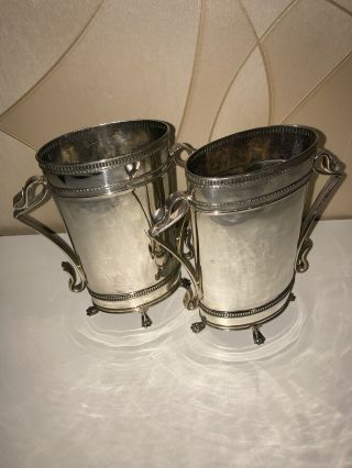 Pair Art Nouveau Silver Plated Vases By Sharman Neill Ltd Belfast