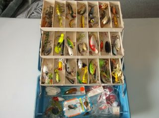 Vintage Tackle Box Full Of Fishing Lures And Tackle Loaded Tackle Box