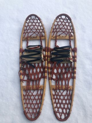 Vintage L.  L.  Bean Wooden Snow Shoes,  Model 942202,  10 " X 36 ",