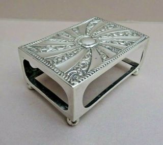 Antique Hallmarked Solid Silver Large Match Box Cover Holder Birmingham 1894
