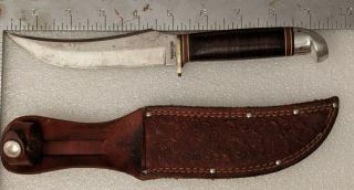 Vintage Western Field Hunting Knife With Sheath Made In Usa