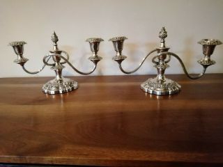 Lovely 2 Branch Vintage Rococo Style Silver Plated Candleabra