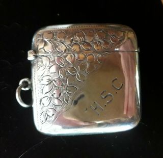 Antique Victorian Solid Silver Vesta Case By William J Holmes B 
