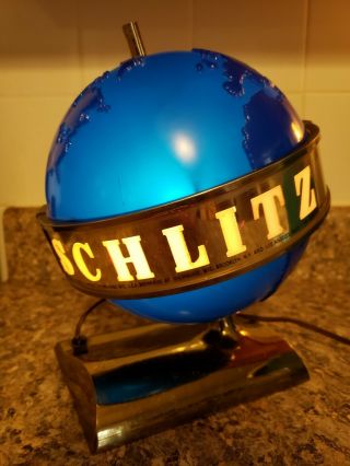 Vtg 1956 Schlitz Advertising Lighted Rotating Beer Globe