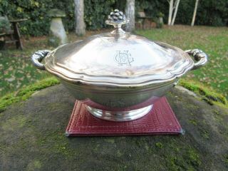 Vintage Christofle Silver Plate Serving Dish With Lid Monogrammed Initials Ch